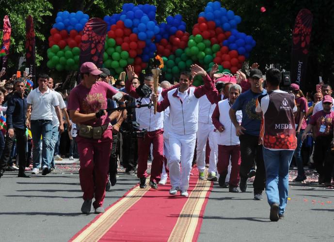 Birinci Avropa Oyunlarının məşəli Qaxda böyük coşqu ilə qarşılandı - FOTO - VİDEO