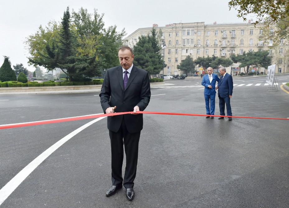 Prezident İlham Əliyev Bakıda yeni salınan yolların, parkların, yenidən qurulan küçə və prospektlərin açılışında iştirak edib - FOTO