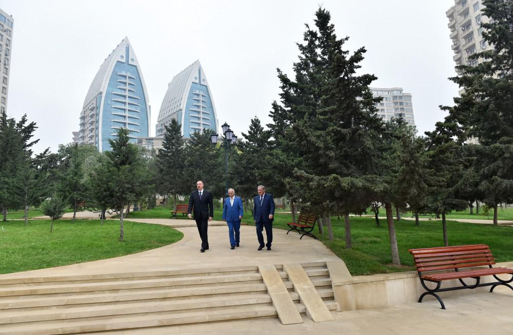 Prezident İlham Əliyev Bakıda yeni salınan yolların, parkların, yenidən qurulan küçə və prospektlərin açılışında iştirak edib - FOTO