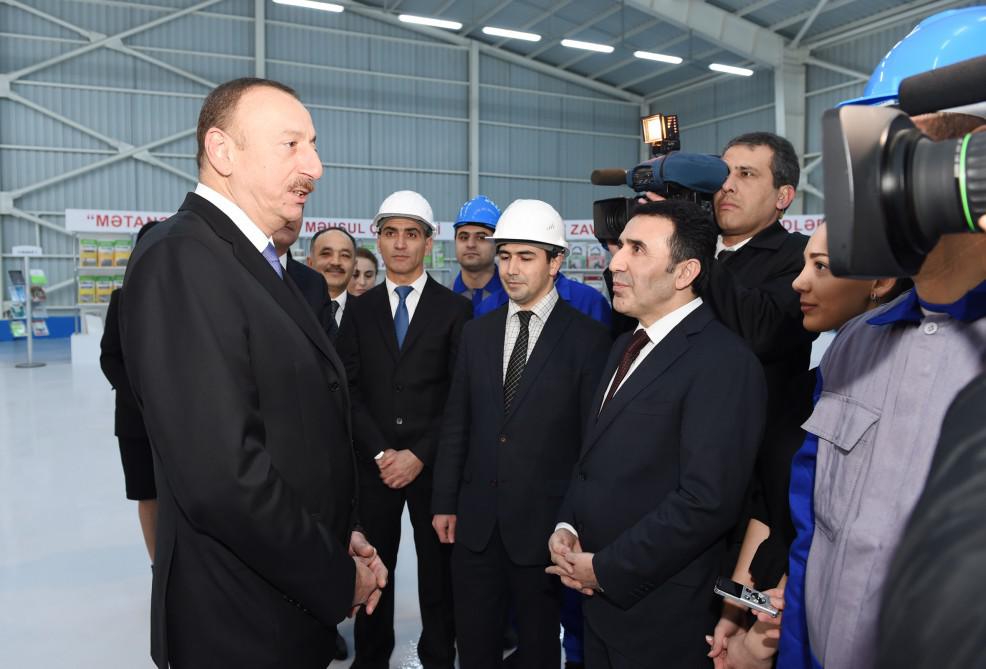 Prezident İlham Əliyev yeni zavodun açılışında iştirak edib - YENİLƏNİB - FOTO