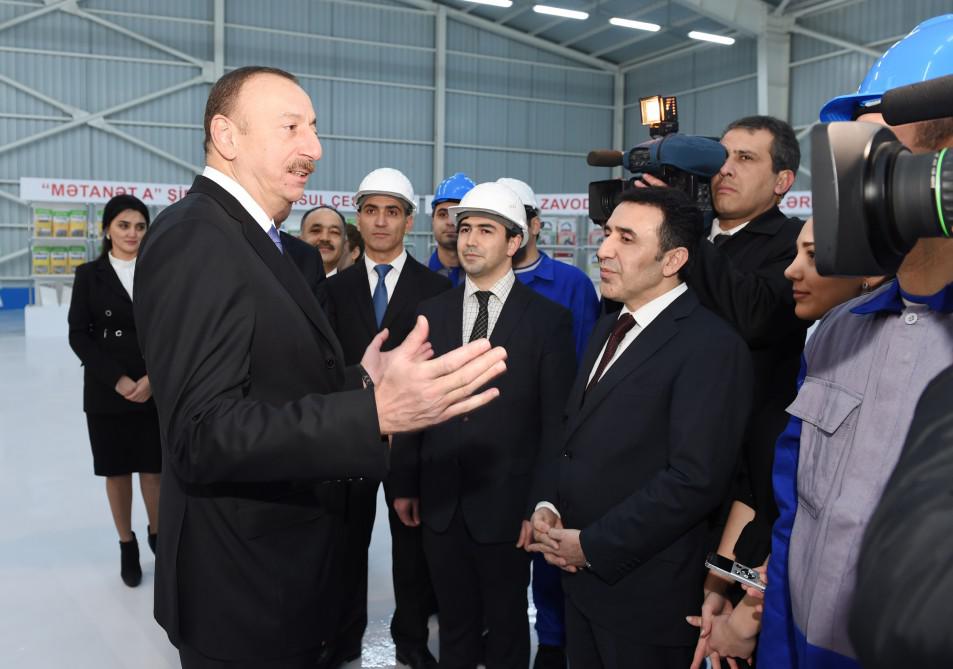 Prezident İlham Əliyev yeni zavodun açılışında iştirak edib - YENİLƏNİB - FOTO
