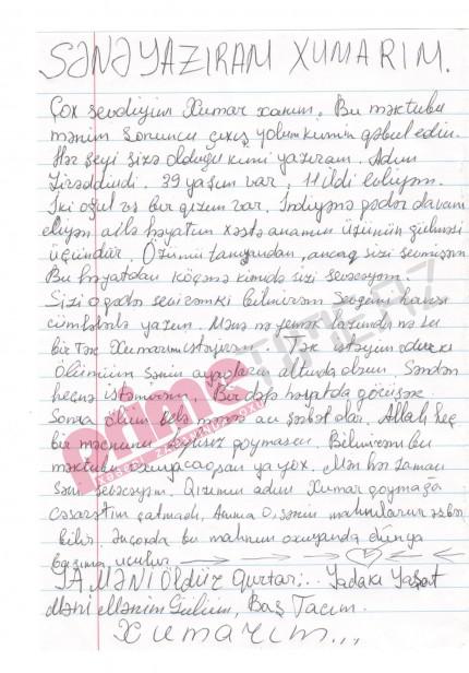 Evli kişidən Xumar Qədimovaya sevgi məktubu: "... cəsarətim çatmadı" - FOTO