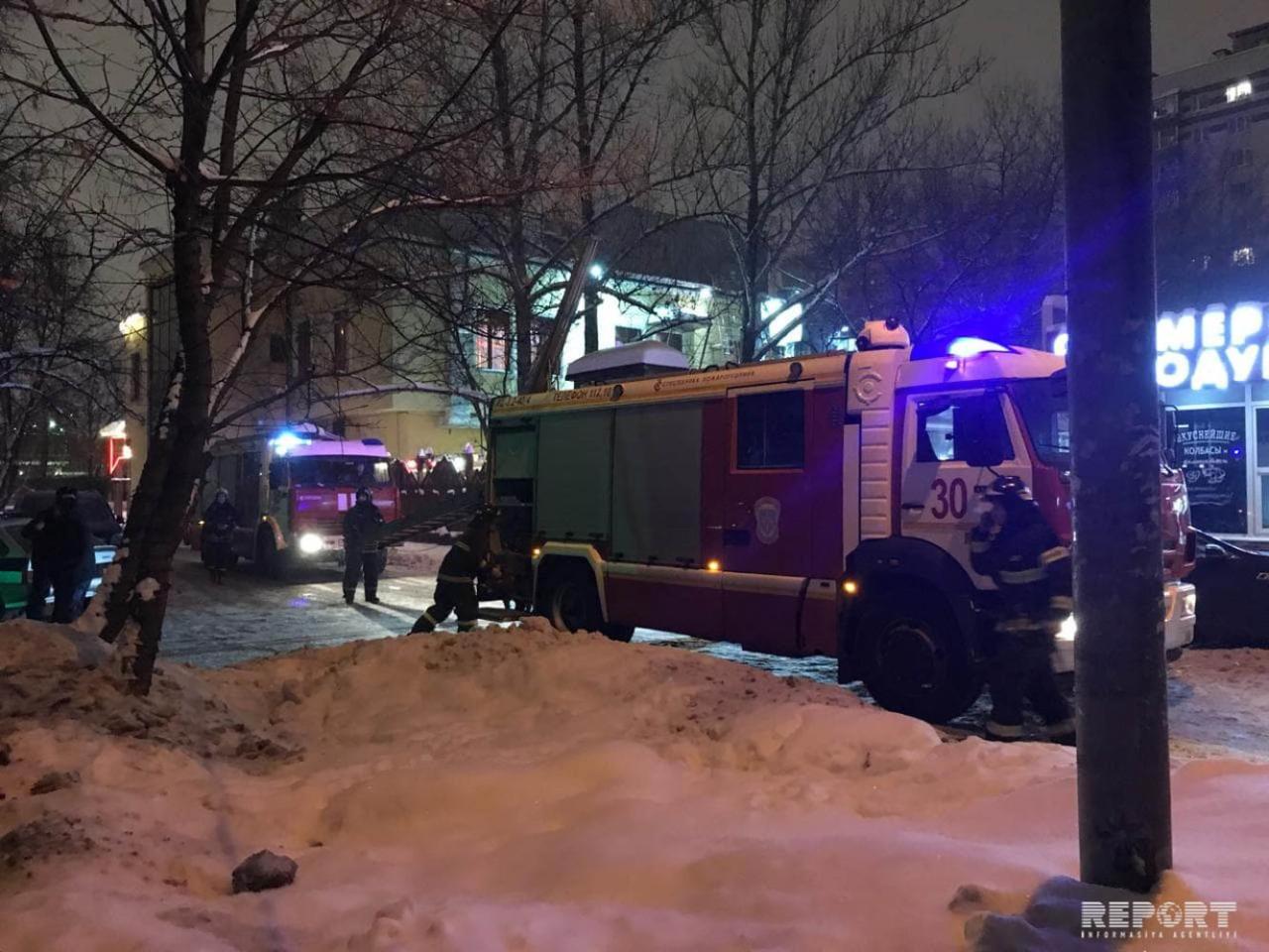 Moskvada "Starıy Baku" kafesi yandı - VİDEO - FOTO