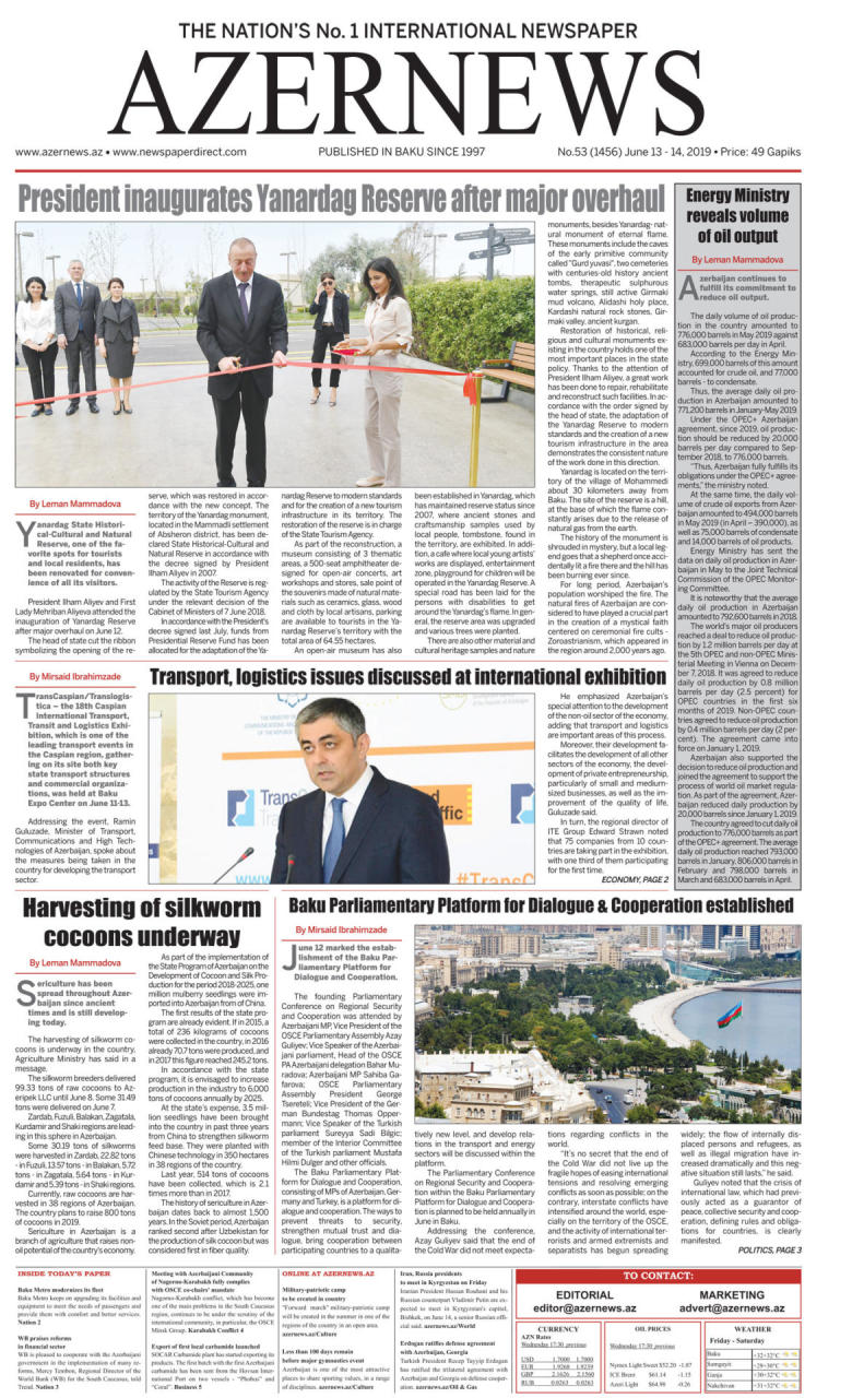 "AZERNEWS" qəzetinin növbəti nəşri çapdan çıxıb - FOTO