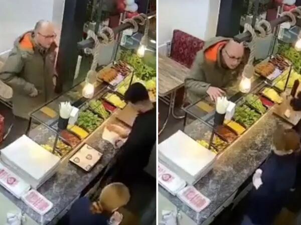 Restoran işçilərinin müştəri ilə zarafatı viral oldu - &quot;Ölmüşəm deyib qaçdı&quot; - <span class="color_red">VİDEO</span>