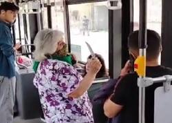 Bakıda qadın avtobusda DƏHŞƏT SAÇDI: əlində bıçaqla... - <span class="color_red">VİDEO</span>
