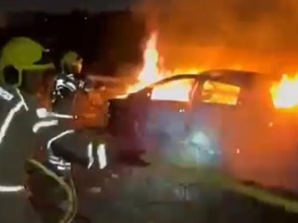 Zərbələrdən sonra Hayfada güclü yanğın başladı - <span class="color_red">VİDEO</span>