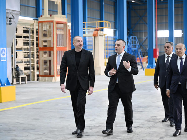 Prezident Goranboyda tikinti materialları istehsalı müəssisəsinin açılışında iştirak edib - FOTO