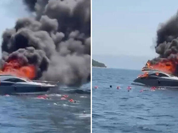 Türkiyədə içərisində 12 nəfərin olduğu kater yanır - <span class="color_red">FOTO</span>