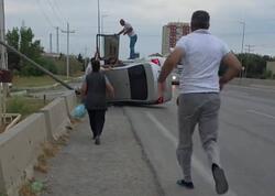 Ceyranbatan yolunda &quot;Hyundai&quot; aşdı - VİDEO