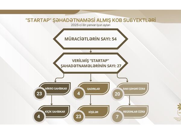 2025-ci ildə “Startap” şəhadətnaməsi almış KOB subyektlərinin əksəriyyəti mikro sahibkarlardır