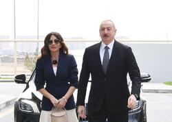 Prezident və Birinci xanım Gəncədə bazalt məhsullarının istehsalı müəssisəsinin təməlqoyma mərasimində iştirak ediblər
