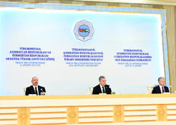 Prezident İlham Əliyev, Qurbanqulu Berdiməhəmmədov və Şavkat Mirziyoyevin iştirakı ilə sənədlərin imzalanması mərasimi olub - FOTO