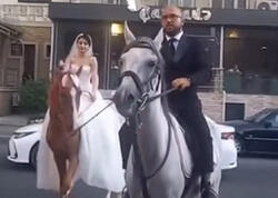 Bakıda bəylə gəlin toya at belində getdi - <span class="color_red">VİDEO</span>