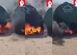 İranda bölgə əhalisi SEPAH-ın yanacaq çənlərini yandırıb - <span class="color_red">VİDEO</span>