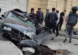 Buzovna yolunda ağır qəza - &quot;BMW&quot; bu hala düşdü - VİDEO