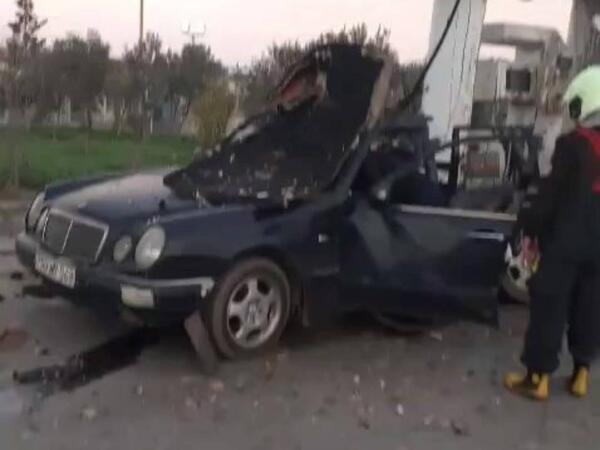 &quot;Mercedes&quot;in partladığı yerdən görüntülər - VİDEO