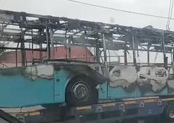 Bakıda sərnişin avtobusu yanaraq kül oldu - <span class="color_red">VİDEO</span>