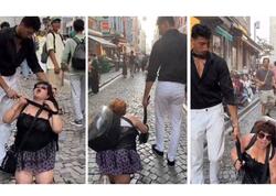 Anası yaşda qadının boynuna xalta bağlayıb İstanbulun mərkəzində gəzdirdi - VİDEO - FOTO