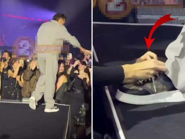 Səhnədə pərəstişkarına ayaqqabısını bağlatdırdı - <span class="color_red">VİDEO</span>