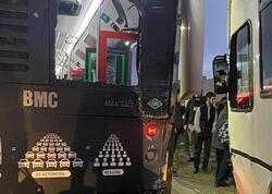 Bakıda avtobuslar toqquşdu - Yaralananlar var - VİDEO