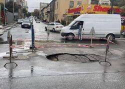 Bakıda daha bir yol çökdü - FOTO