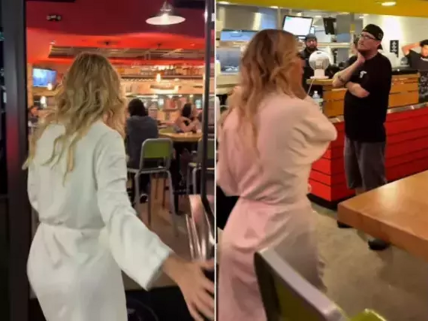Məşhur müğənni hamam xalatında restorana girdi - <span class="color_red">VİDEO</span>