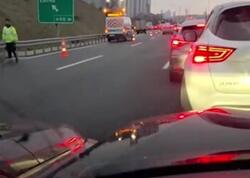 Tıxacda soldan girib qabağa düşmək istəyirdi, geri düşdü - VİDEO