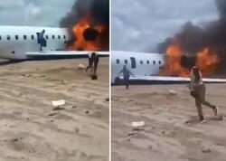 Nazir və nümayəndə heyətini daşıyan təyyarə alışdı - <span class="color_red">FOTO</span>