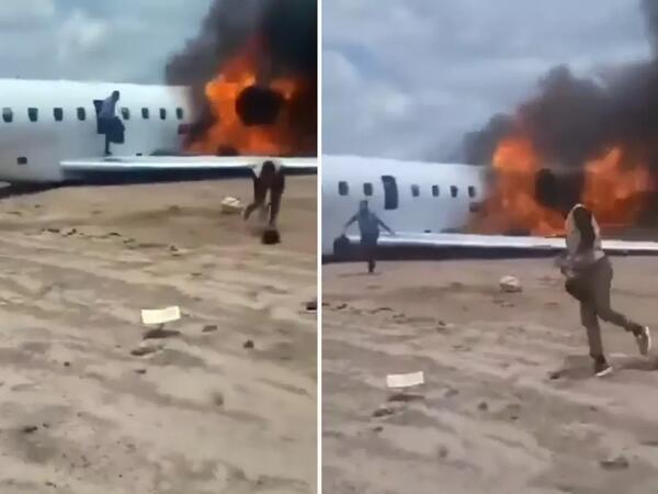 Nazir və nümayəndə heyətini daşıyan təyyarə alışdı - <span class="color_red">FOTO</span>