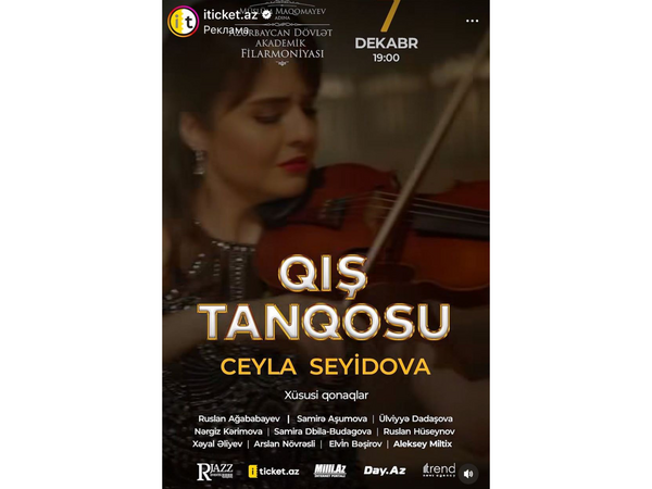 Azərbaycan Dövlət Akademik Filarmoniyasında Ceyla Seyidovanın &quot;Qış Tangosu&quot; solo konserti keçiriləcək - VİDEO
