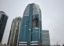 Çeçenistan Təhlükəsizlik Şurasının yerləşdiyi binaya dronu hücumu - VİDEO