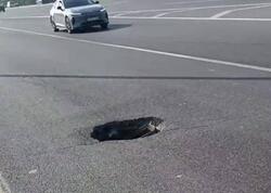 Aeroport yolunda təhlükəli vəziyyət - FOTO