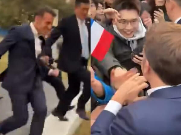 Makron onlarla görüşə qaça-qaça getdi - VİDEO