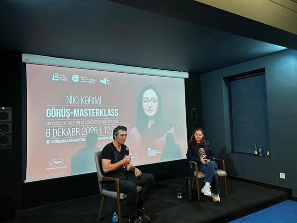 Məşhur iranlı aktrisası və rejissoru Niki Kərimi Bakıda gənc rejissorlarla təcrübəsini bölüşüb - FOTO