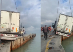 Bakıda TIR dənizə düşmək təhlükəsi ilə üzləşdi - VİDEO