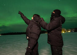 Arda sevgilisi ilə şimal işıqlarını izlədi - <span class="color_red">FOTOlar</span>