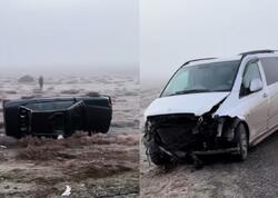 Buzlu yol zəncirvari qəzaya səbəb oldu - <span class="color_red">VİDEO</span>