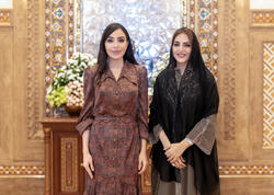 Leyla Əliyeva Maskatda Omanın birinci xanımı ilə görüşüb