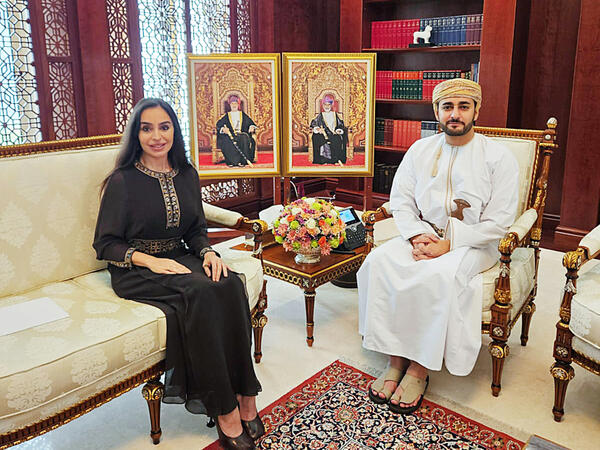 Leyla Əliyeva Maskatda Oman Sultanlığının Vəliəhdi Sayyid Theyazin bin Haitham Al Saidlə görüşüb - FOTO