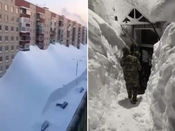 Buz dövrünü xatırladan görüntülər: qar 4-cü mərtəbəyə çatdı - <span class="color_red">FOTO</span>