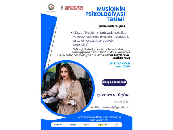 Azərbaycan Dövlət Uşaq Filarmoniyası ilk dəfə olaraq musiqi psixologiyası üzrə təlimlərə start verir!