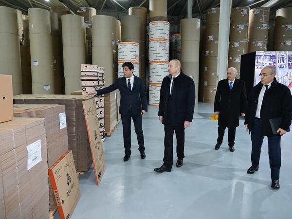 Sumqayıt Sənaye Parkında karton və qutu taralarının istehsalı müəssisəsinin açılışı olub - FOTO