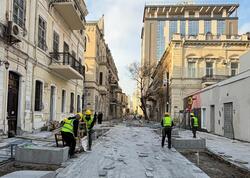 Bakının bu küçəsində abadlıq işləri tamamlanır - <span class="color_red">FOTO</span>