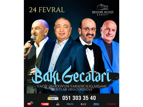 Heydər Əliyev Sarayında “Bakı gecələri” adlı möhtəşəm musiqi axşamı keçiriləcək