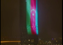 Belqradın ən hündür binasında Azərbaycan  bayrağı əks olundu - <span class="color_red">VİDEO</span>