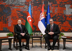 Belqradda Prezident İlham Əliyevin Serbiya Prezidenti Aleksandar Vuçiç ilə təkbətək görüşü keçirilir - FOTO