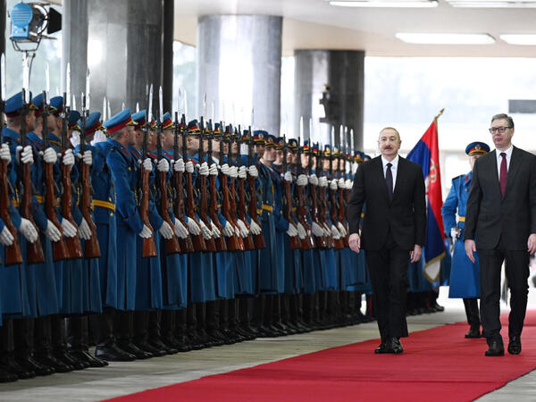 Prezident İlham Əliyevin Belqradda rəsmi qarşılanma mərasimi olub - FOTO