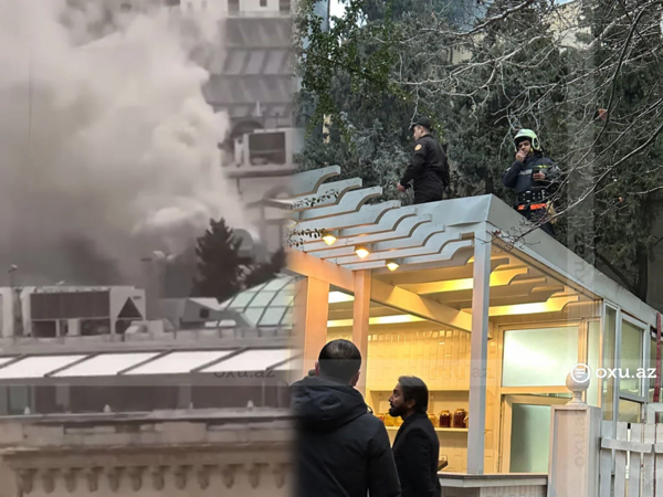 Bakının mərkəzində restoranda tüstülənmə oldu - VİDEO