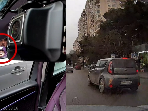 Qucağında körpə maşın sürdü - <span class="color_red">VİDEO</span>